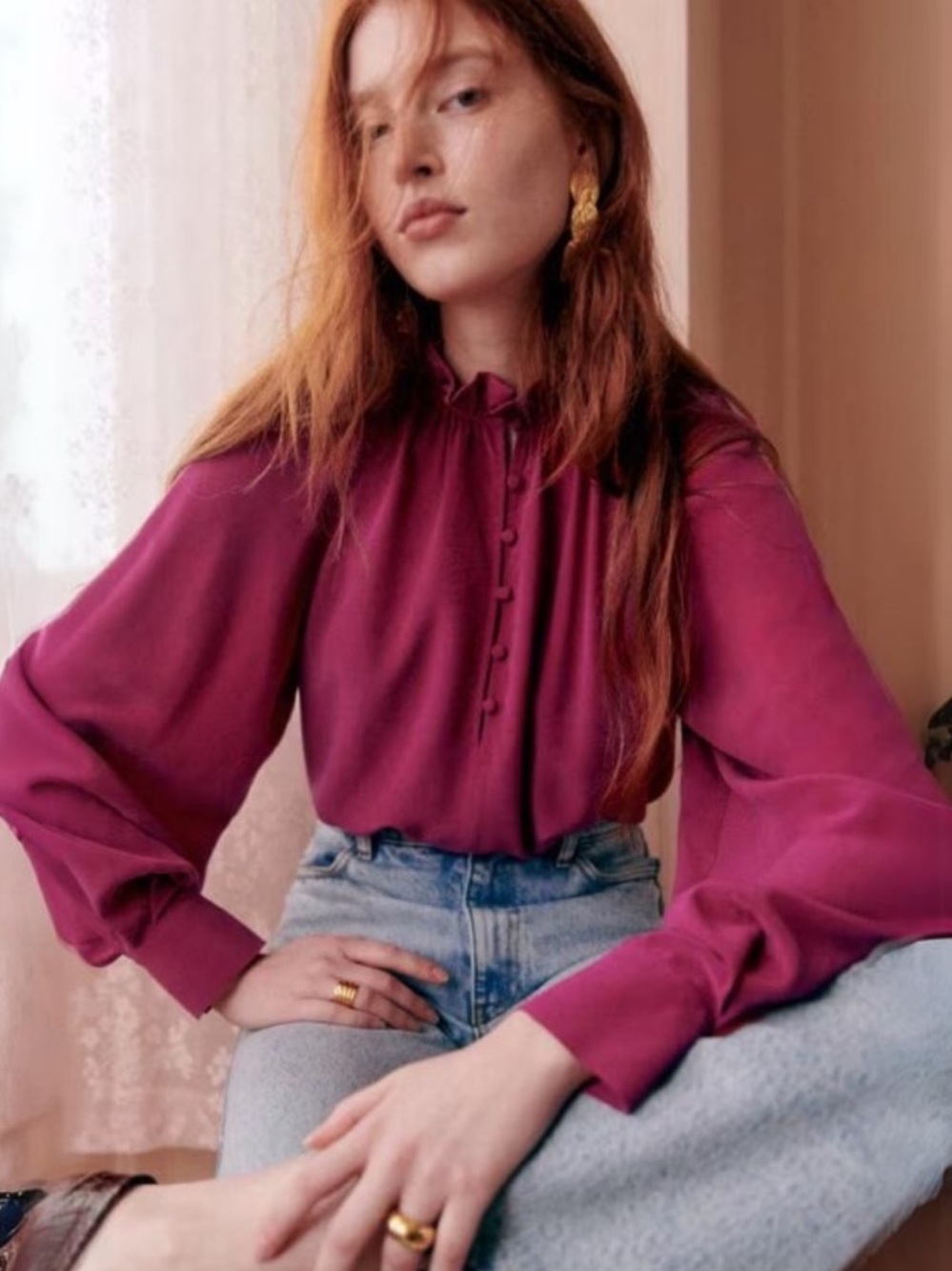 NWT Sézane Loubna Blouse in Raspberry 6